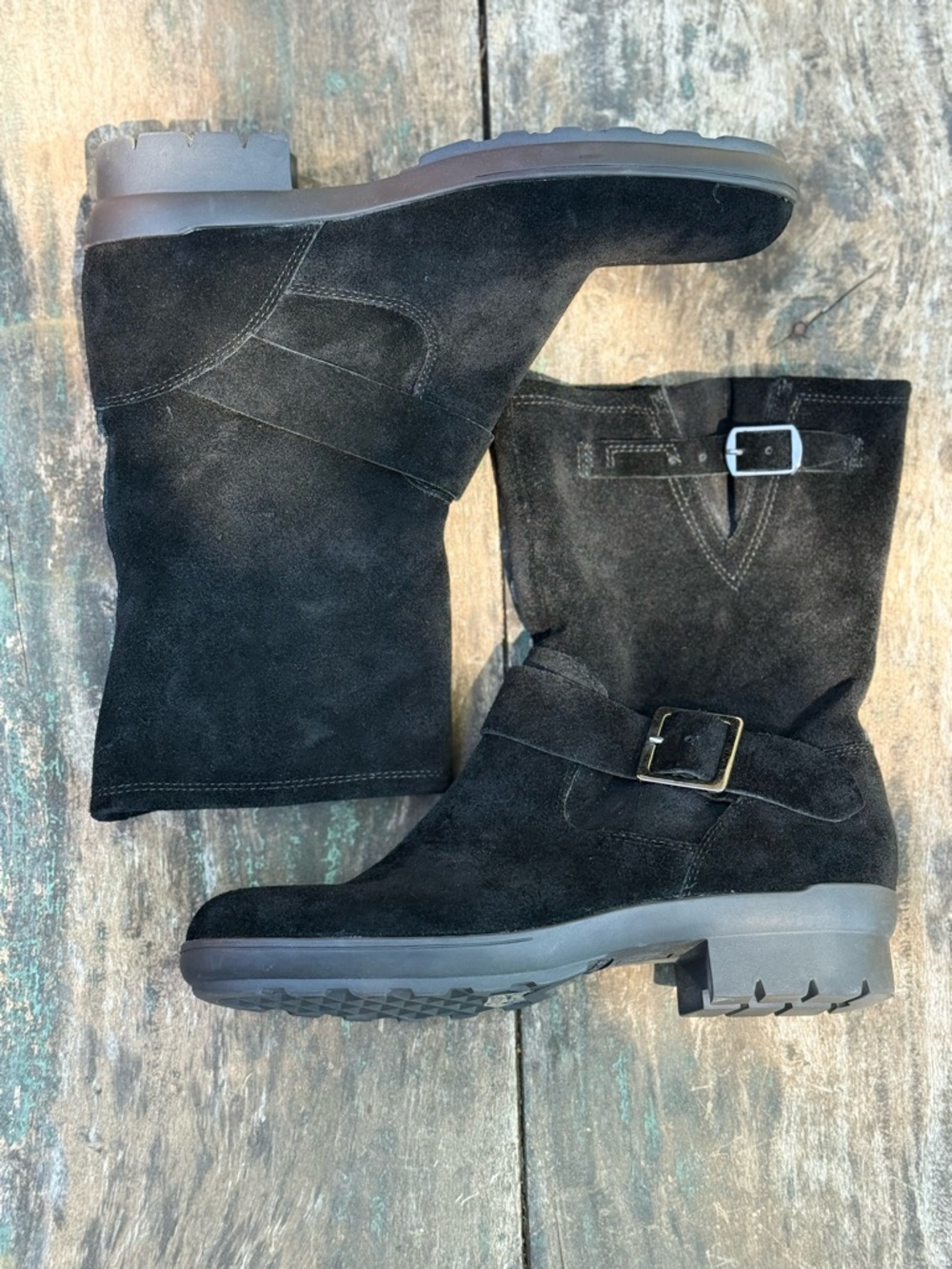 AEROSOLES Black Suede Motorcycle Boots - Women 8.5 EUC